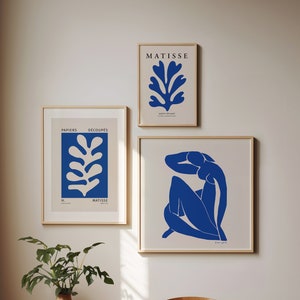 Blue Gallery Wall Set of 3, Matisse Poster Set, Exhibition Posters, Matisse Art Prints, Mid Century Modern Wall Art Digital Download