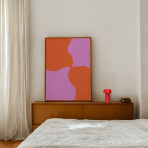 Abstract Pink and Orange Art Print, Pink Digital Wall Print, Retro Poster, Contemporary Art Print, Digital Download, Modern Abstract Art