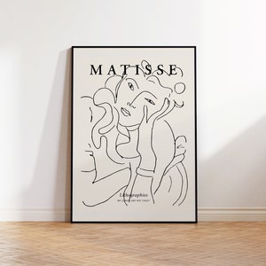 Matisse Drawing Woman Art Print, Matisse Portrait Wall Art, Minimal Line Portrait, Matisse Lithograph, Sketch Art Poster, DIGITAL PRINT