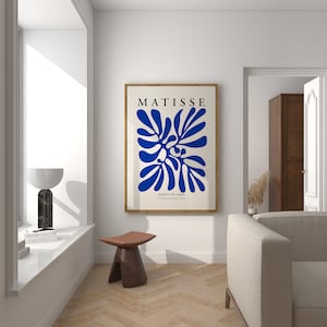 Matisse Palmenblätter Art Print, Blaue Matisse Vintage Poster, Abstrakte Blatt Blaue Wandkunst, Matisse Ausschnitte, Matisse Blaues Blatt, DIGITAL PRINT
