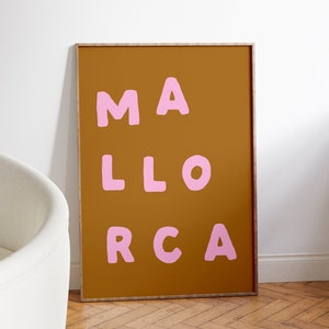 Mallorca Art Print, Mallorca Travel Poster, Spain Poster, Cute Typography Poster, Spain Boho Art Print, Printable Art, Digital Download