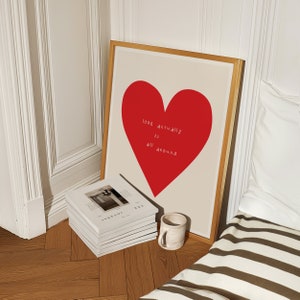Liebe tatsächlich ist Kunst Rotes Herz Poster, Rotes Herz Poster, Liebe abstrakte Wandkunst, Liebe ist eigentlich überall, Matisse, Bold digitaler Download