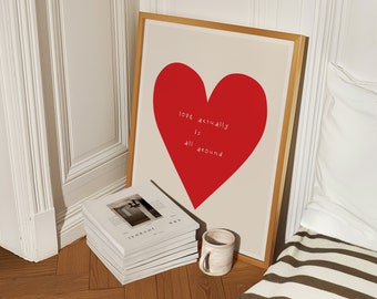 Liebe tatsächlich ist Kunst Rotes Herz Poster, Rotes Herz Poster, Liebe abstrakte Wandkunst, Liebe ist eigentlich überall, Matisse, Bold digitaler Download