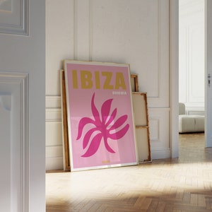 Pink Ibiza Travel Poster, Pastel Pink Travel Print, Ibiza Poster, Ibiza Bohemia Art Print, Spain Wall Art, Light Pink Art, Digital Download