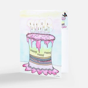 オリジナルアートノートカード - 「HAPPY HAPPY HAPPY」 2つのデザイン - カード/封筒10枚