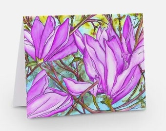 Original Art Note Cards- "Tulip Tree" Single Design 10 cards/envelopes