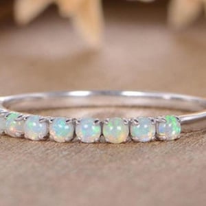 925 lab Opal Eternity Ring, Dainty Opal Ring, Gold Opal Ring, Silver Opal Ring, Minimalist Ring, Opal Stacking Ring, White Opal Ring