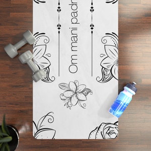 Rubber Yoga Mat - Lotus Flowers - Om Mani Padme Hum
