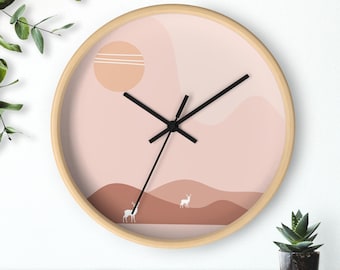 Wall Clock - Earthy Boho Mountain Landscape