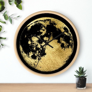 Wall Clock - Magic Golden Full Moon