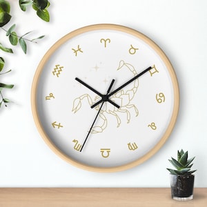 Wall Clock - Gold Scorpio Zodiac Sign