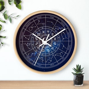 Wall Clock - Zodiac Signs and Star Map | Witchy Clock | Boho and Eclectic Design |