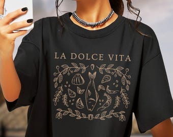 La Dolce Vita Sardines Tshirt Fisherman Aesthetic Shirt Tomato Girl Summer Italian Gift Old Money Aesthetic Preppy Clothes Shirt Plus Size