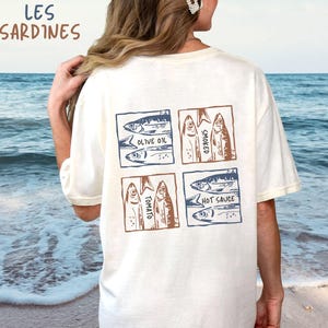 Retro Sardines Shirt Tinned Fish Shirt Fisherman Aesthetic Coastal Granddaughter Oceancore Tshirt Vintage Style Fish Tshirt Comfort Colors