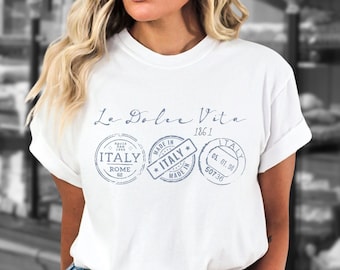 Retro La Dolce Vita Italia Passport Stamp Shirt Tomato Girl Italy Gift Italian Vacation Ciao Tshirt Made in Italy Comfort Colors Plus Size