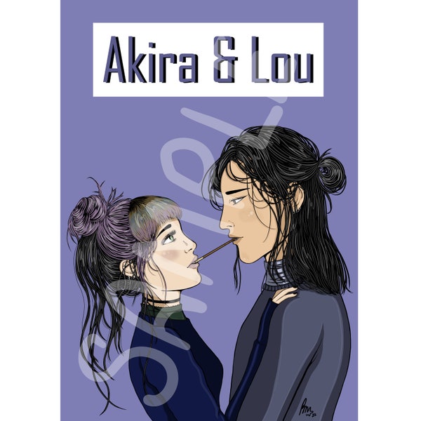 Akira & Lou - Poster A4 / A5 ou Carte Postale + Format numérique