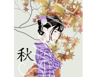 Autumn / Aki 秋 - A4 / A5 Poster or Postcard + Digital Format