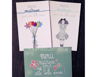 Cartes de remerciements maîtresse / maître d'école