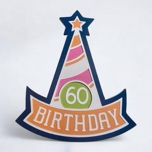 Álbum de recortes con fotos de sombreros de cumpleaños, troqueles para álbumes de recortes de cumpleaños, adornos para álbumes de recortes de cumpleaños, título para álbumes de recortes de cumpleaños, título personalizado prefabricado