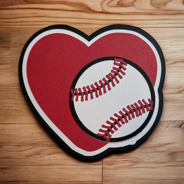 Love Baseball Die Cut Scrapbook Page Title Embellishment Card Paper Piecing Cake Topper