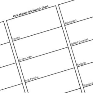 Tabla de muestras de tinta Ranger 49 & Market (PDF imprimible)