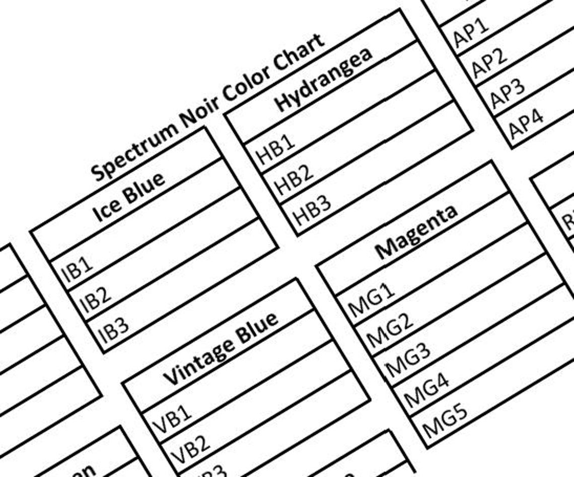 Spectrum Noir Marker Swatch Chart Printable Color Organizer (digital 8