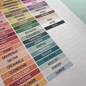 Etiquetas para carimbos Concord & 9th, coloridas e pré-etiquetadas, cores para almofadas de tinta, etiquetas pré-impressas para almofadas de tinta, etiquetas para almofadas de tinta, organização de almofadas de carimbo