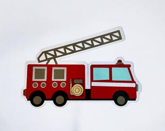 Fire Truck Scrapbook Die Cut: Handmade Embellishment Title