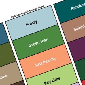 Tabla de colores completa para almohadillas de tinta Ranger 49 & Market (PDF imprimible)