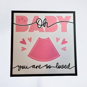 Página de álbum de recortes prefabricada con capas "Oh Baby You Are So Loved", página de superposición de álbum de recortes prefabricada con ecografía, página de álbum de recortes prefabricada con motivo del embarazo
