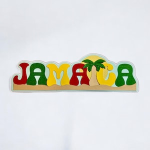 Álbum de recortes de fotos de Jamaica, troquelado para álbum de recortes de fotos de Jamaica, adorno para álbum de recortes de fotos de Jamaica, título para álbum de recortes de Jamaica, título prediseñado