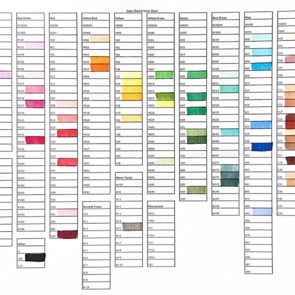 Copic Sketch Printable Marker Swatch Chart - Use to Track Your Inventory