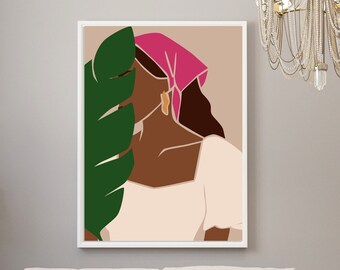 Black Woman Digital Wall Art, Abstract Afrocentric Print, Modern African American Home Decor, Woman Art, Printable Art, Gallery Wall Art