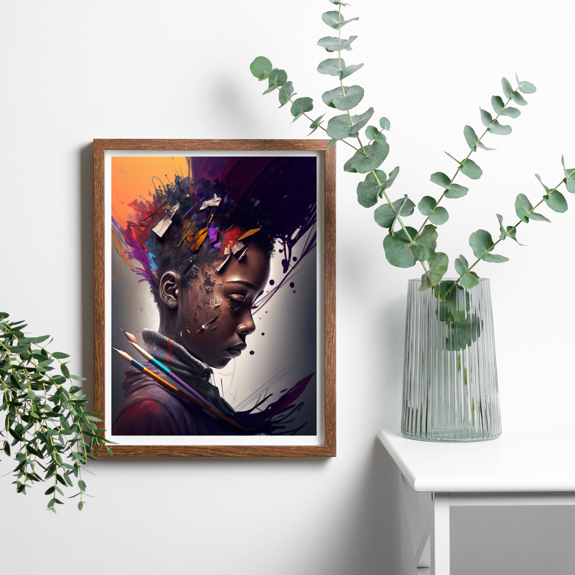 Digital Printable Art, Home Decor, African American Woman Art, Black ...