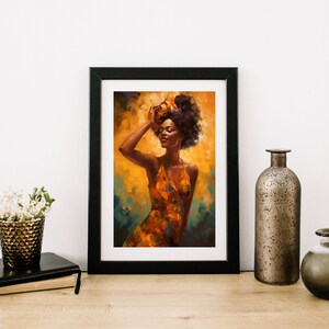 Beautiful Black Woman Digital Art Print, Wall Art Decor for Home, Office or Bedroom, African American Art, Women of Color Printable Art