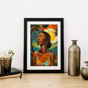 Wall Art Decor for Home, Office or Bedroom, Beautiful Black Woman Digital Art Print, African American Art, Women of Color Printable Art