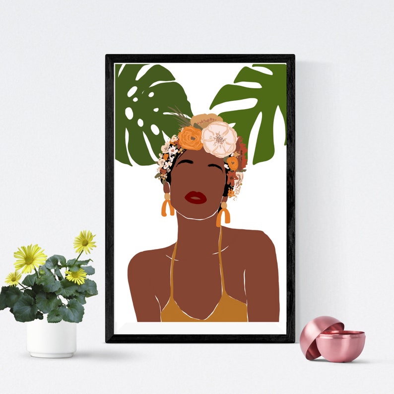 Black Girl Art Set Of 3, African American Art, Women of Color Art, Boho Woman Art, Printable Art, Curly Hair Girl Poster, Gallery Wall Art image 5