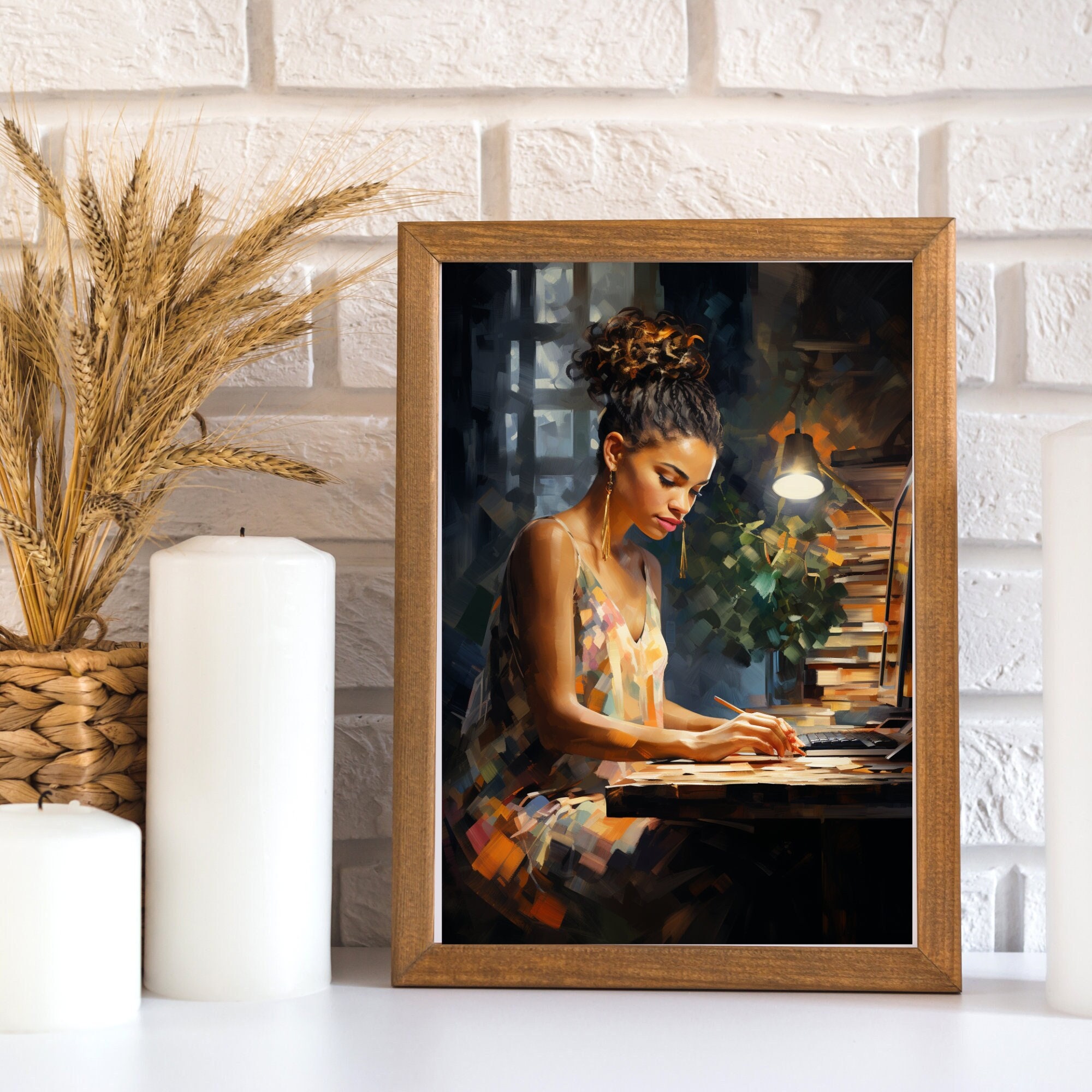 Black Woman Digital Art Wall Print | African American Female Portrait ...