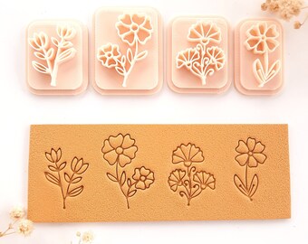 Blumen Zweig Polymer Clay Stempel | Botanisches Stempel-SET | Blumen Stempel
