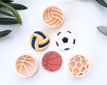 Tagliapasta in pasta polimerica per palline sportive / Pallacanestro, pallavolo, calcio (25 mm) / Forniture per la creazione di orecchini e gioielli