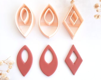 Dangle Drop Earring Clay Cutter Set | Polymer Clay Mold |Modern Jewelry Maker Supplies