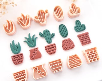 Cortadores de arcilla polimérica con forma de cactus y macetas, suministros para la fabricación de pendientes y joyería
