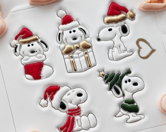 Emporte-pièce de Noël Snoppy, moule de cacahuètes pour les fêtes en pâte polymère, fournitures pour bijoux en argile