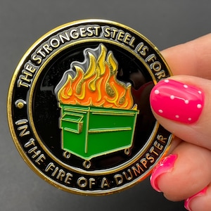 Dumpster Fire Challenge Coin – Full Color 2-Sided Design image 4
