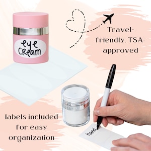 Tarro de viaje rosa con dosificador sin aire: Envase recargable para crema cosmética, 28 g (paquete de 3) imagen 3