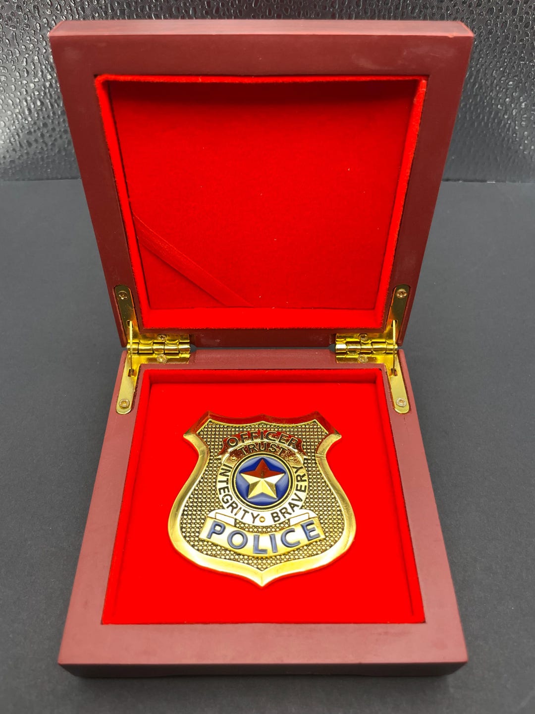 Personalized Pin & Badge Display Box | Wooden Keepsake Case W/ Velvet ...