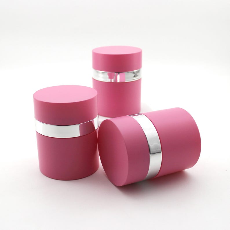 Tarro de viaje rosa con dosificador sin aire: Envase recargable para crema cosmética, 28 g (paquete de 3) imagen 9