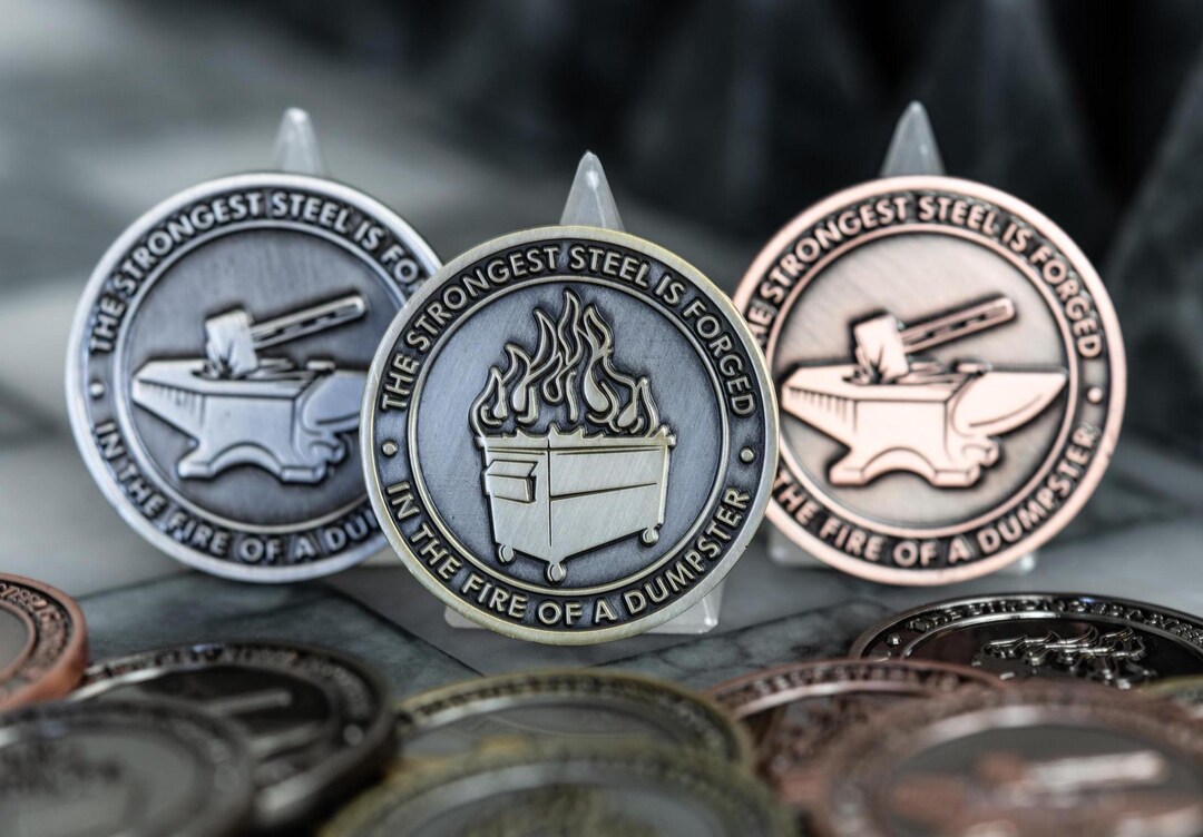 thumbnail image 2 of Funny Office Decor Dumpster Fire Challenge Coin With Raccoon - Funny Office Desk Accessory & Motivational Gift Dumpster Fire Pin 2 of 12