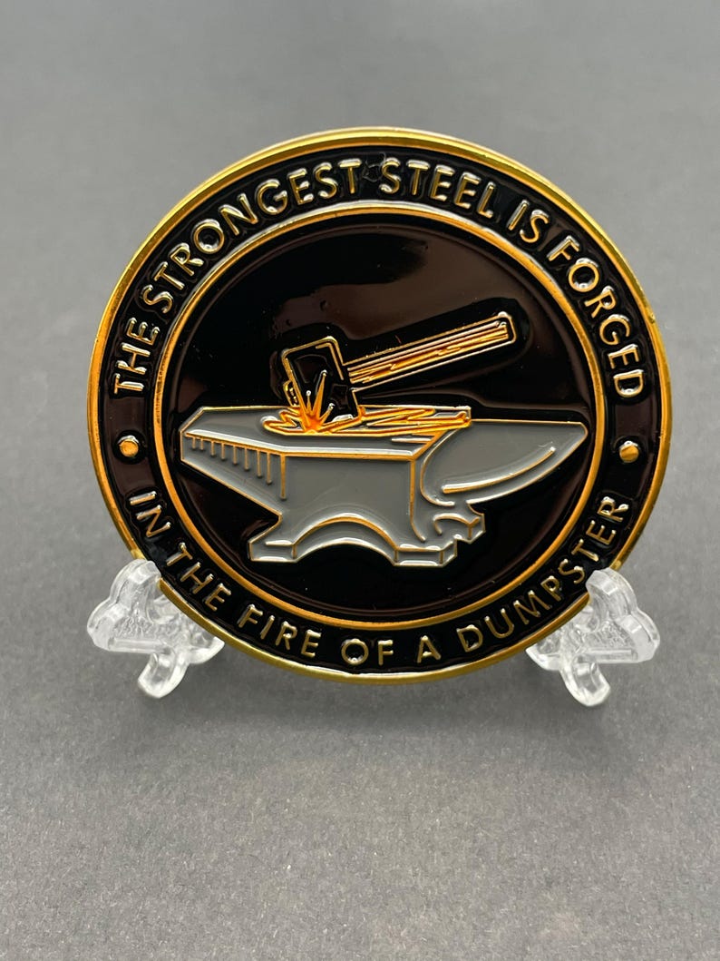 Dumpster Fire Challenge Coin – Full Color 2-Sided Design image 9