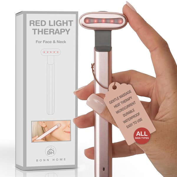 Red Light Therapy Facial Massager for Reducing Wrinkles on the Face & Neck | Face Massager with Microcurrent | Facial Wand for Anti-Aging